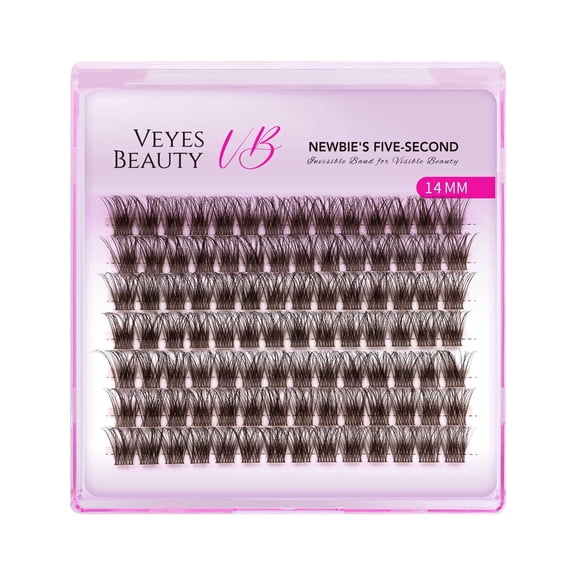 VEYESBEAUTY Dreamy Brown Single Length Lash Clusters – Wispy Layers with Soft Brown Fibers, Lightweight Reusable DIY Eyelash Extensions Natural Look 14MM