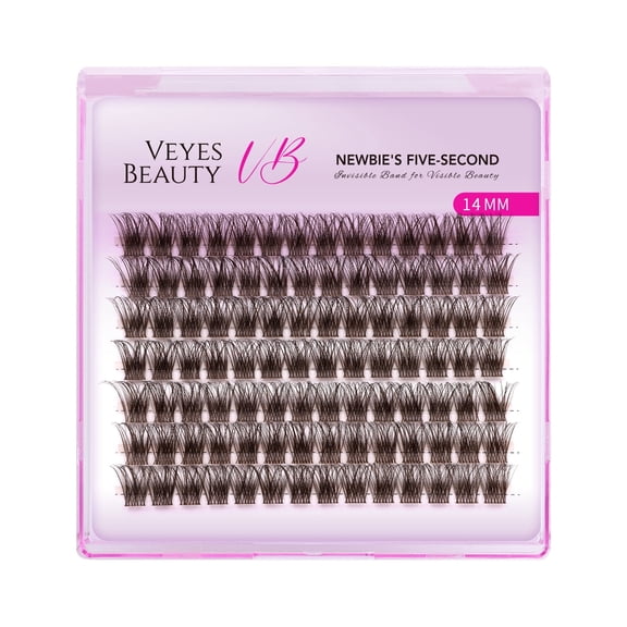 VEYESBEAUTY Dreamy Brown Single Length Lash Clusters – Wispy Layers with Soft Brown Fibers, Lightweight Reusable DIY Eyelash Extensions Natural Look 14MM