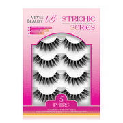 VEYESBEAUTY Fake Lashes Reused False Eyelashes, Natural Volume Strip Lashes Black, 5 Pairs, Satin Noir