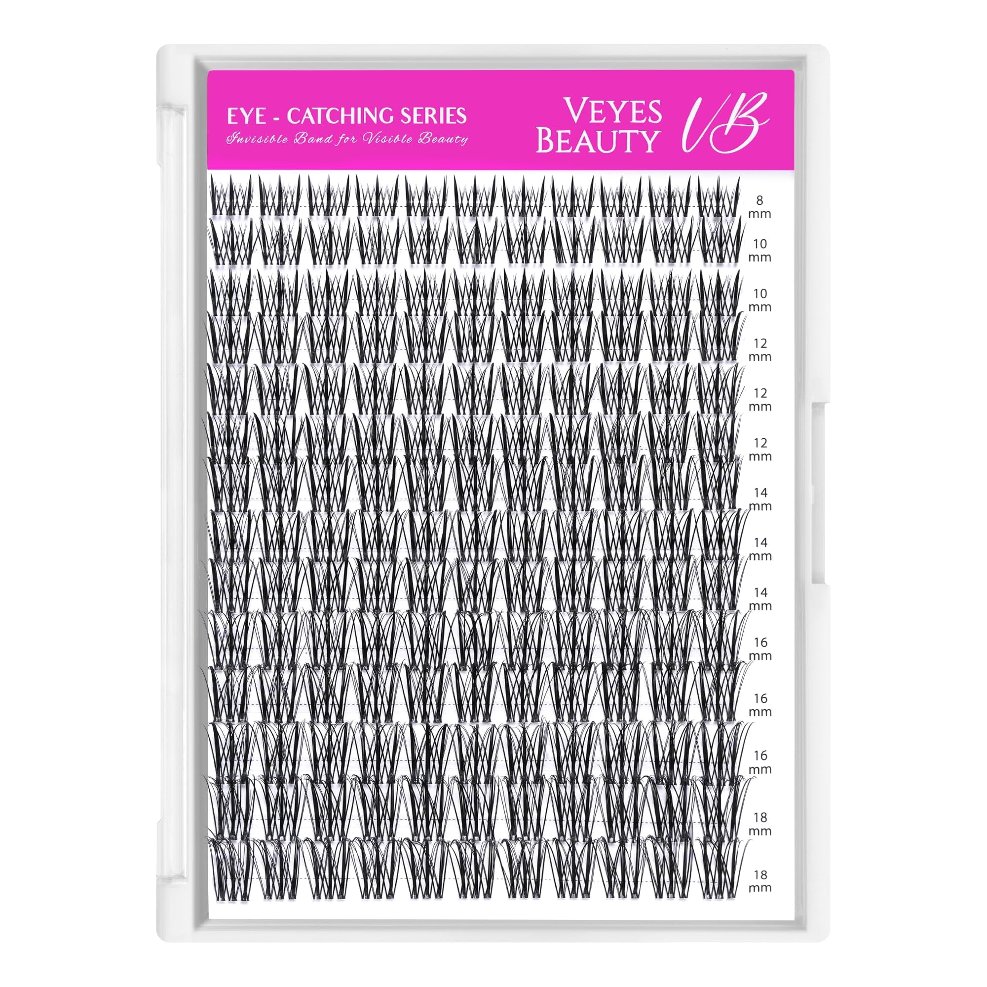 VEYESBEAUTY Flutter Lash Clusters 154pcs, Long Fluttery Individual Lashes with Invisible Band, False Eyelash Reusable up to 7 Days Lash Tray