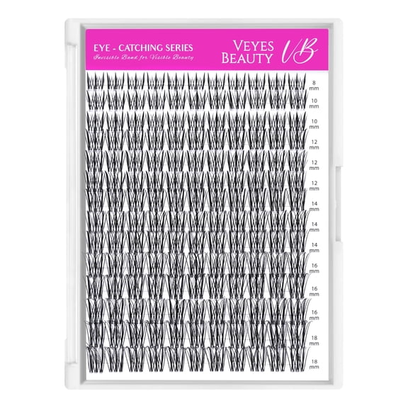 VEYESBEAUTY Flutter Lash Clusters 154pcs, Long Fluttery Individual Lashes with Invisible Band, False Eyelash Reusable up to 7 Days Lash Tray