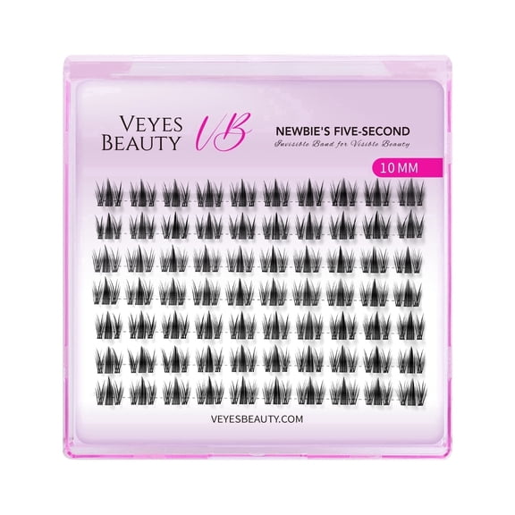 VEYESBEAUTY Manga Single Length Lash Clusters 70pcs, Bold Spiked Lash Extensions Invisible Band DIY Individual False Eyelashes 10MM