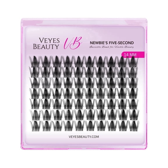 VEYESBEAUTY Manga Single Length Lash Clusters 70pcs, Bold Spiked Lash Extensions Invisible Band DIY Individual False Eyelashes 14MM