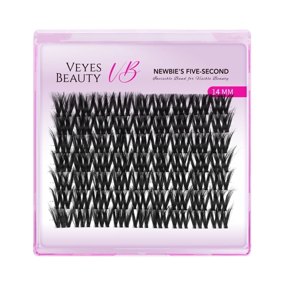 VEYESBEAUTY Muse Single Length Lash Clusters Volume Lashes with Invisible Band, Lightweight Reusable DIY Eyelash Extensions Individual Eyelashes 14MM