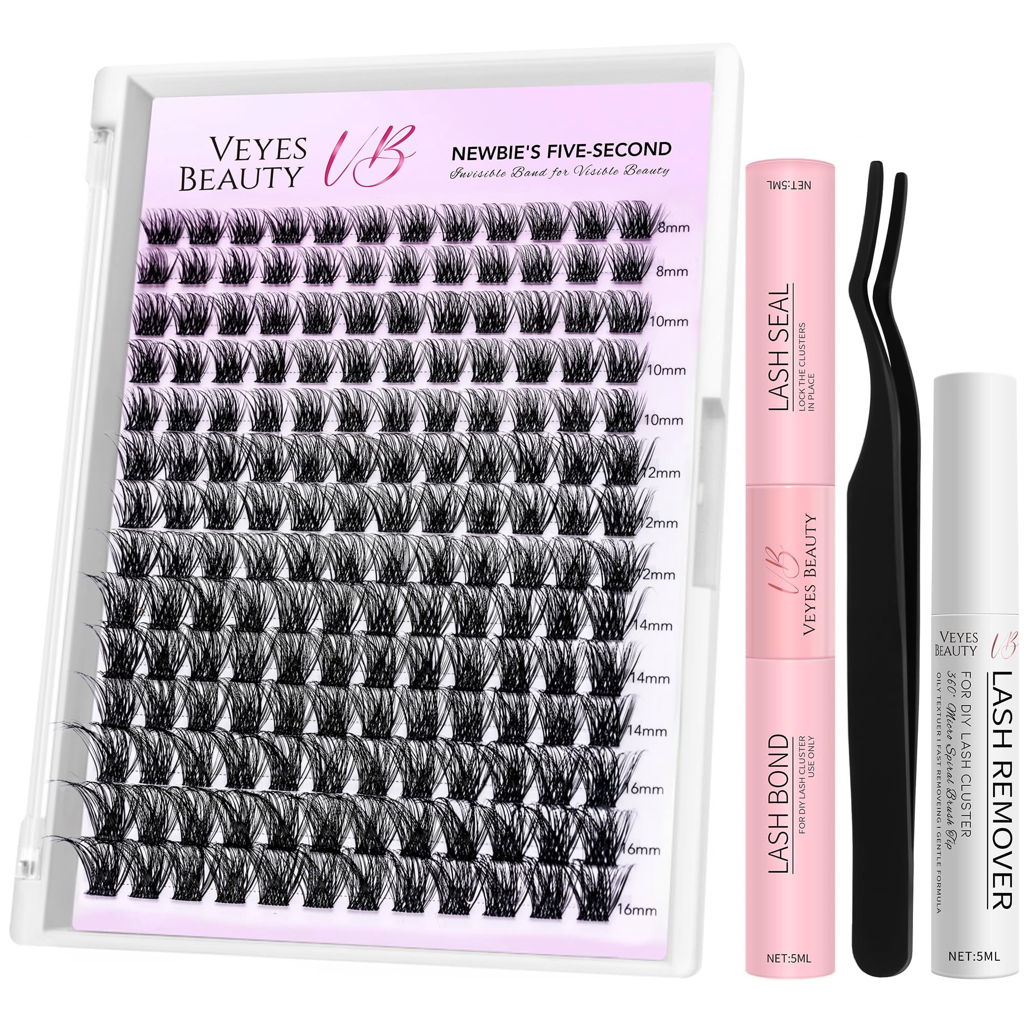 VEYESBEAUTY Siren Lash Clusters 168pcs, Dense Voluminous Individual Lashes with Invisible Band, Flase Eyelashes Reusable up to 7 Days Lash Kit