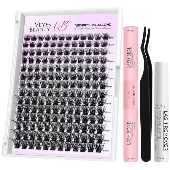 VEYESBEAUTY Siren Lash Clusters 168pcs, Dense Voluminous Individual Lashes with Invisible Band, Flase Eyelashes Reusable up to 7 Days Lash Kit