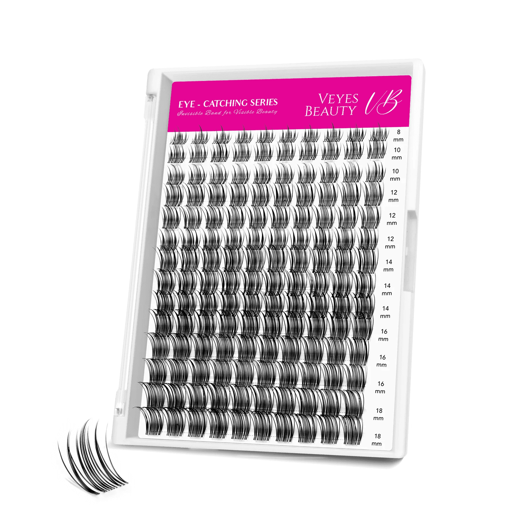 VEYESBEAUTY Sweetie Lash Clusters 140pcs, Soft Fluffy Individual Lashes with Invisible Band, False Eyelashes Reusable up to 7 Days Lash Tray