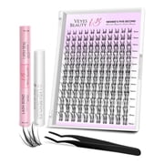 VEYESBEAUTY Sylph Wispy Lash Clusters   Flirty Layered Volume Lashes with Invisible Band, Lightweight & Reusable Lash Kit