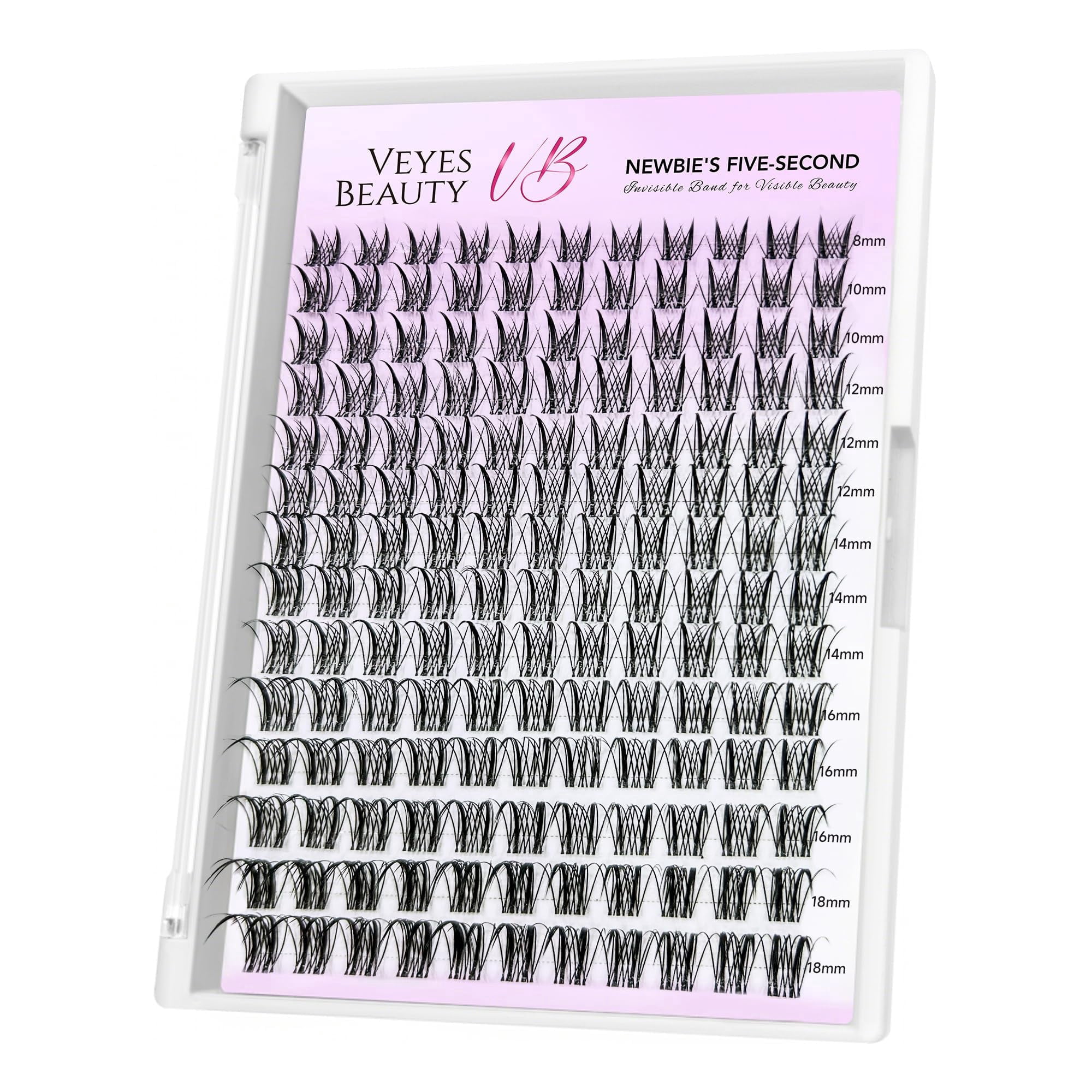 VEYESBEAUTY Sylph Wispy Lash Clusters – Flirty Layered Volume Lashes with Invisible Band, Lightweight & Reusable Lash Tray