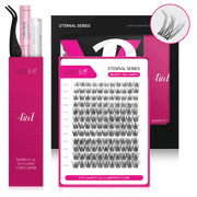 VEYESBEAUTY VB-Care N 10 Lash Clusters 132pcs   Ultra-Light Natural Individual Cluster Lashes with 0.05mm Invisible Band, Hygienic & Reusable Lash Kit