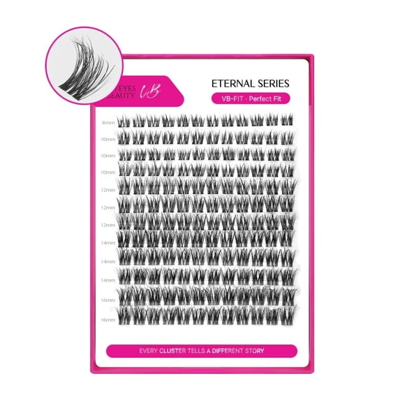 VEYESBEAUTY VB-Fit N°7 Lash Clusters – Adaptive Fit Natural Lashes with Invisible Band, Lightweight Reusable DIY Eyelash Extensions Lash Tray