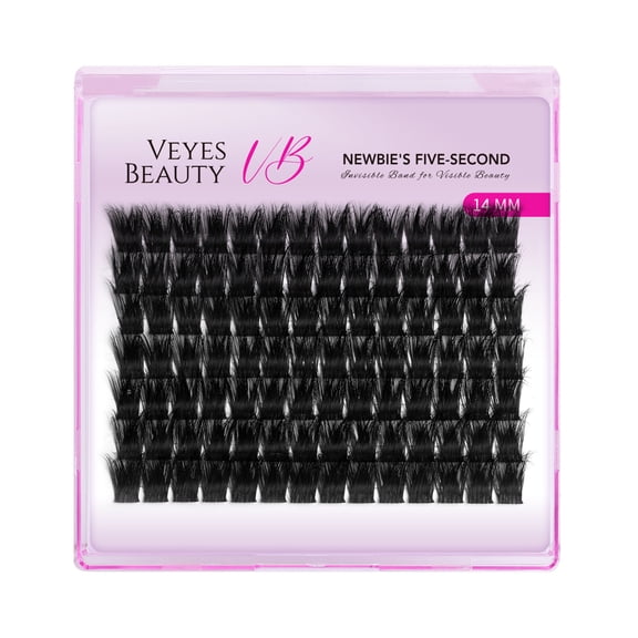 VEYESBEAUTY Xtreme Single Length Lash Clusters – Voluminous 3D Layering Full Dramatic Lashes with Invisible Band, Lightweight Reusable DIY Eyelash Extensions 14MM