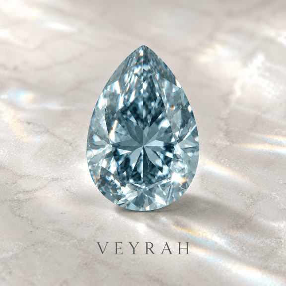 VEYRAH 2 Carat Blue Gray Pear Cut Moissanite Stone with GRA Certificate, Sparkling Faceted Stone