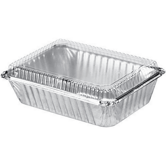 VEZEE 2.25-lbs Disposable Aluminum Oblong Foil Pan 250 Pcs With Dome Lids