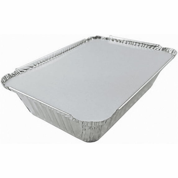 VEZEE 2.25 lbs Disposable Aluminum Oblong Foil Pan 50 Pcs With Board Lids