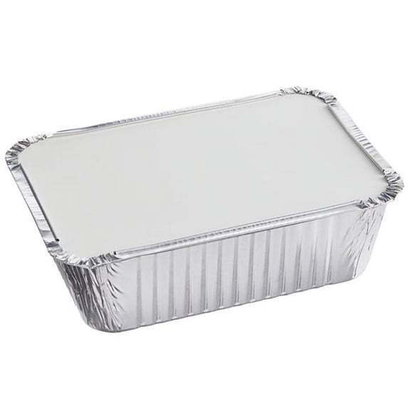 VEZEE 5-lbs Disposable Aluminum Oblong Foil Pan 100 Pcs With Board Lids