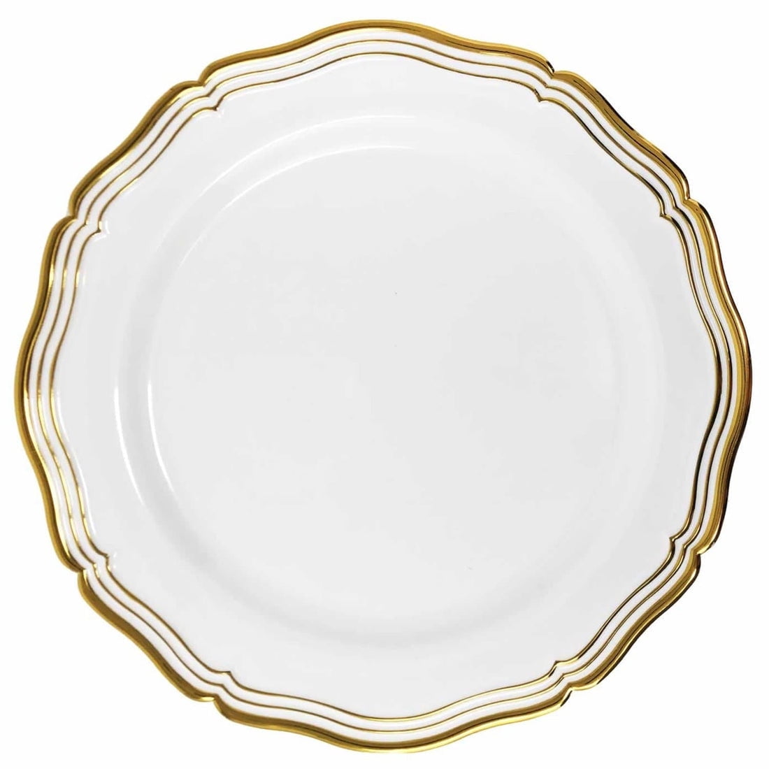 Elegant White and Gold Round Disposable Dinner Plates, 10.25" (Pack of 10)