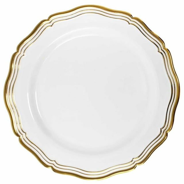 VEZEE Aristocrat Collections Dinner Plate White & Gold 10.25" Pack of 40