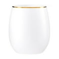 thumbnail image 1 of VEZEE Stemless Plastic Wine Goblet 12 oz White / Gold Rim Pack of 6, 1 of 4