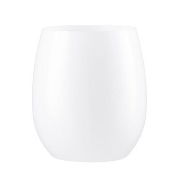 VEZEE Stemless Plastic Wine Goblet 12 oz White Pack of 6