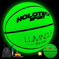 VEZLOPUS Basketball Glow in The Dark, Cool Glowing Indoor Outdoor Luminous Leather Basketball Size 7 for Men (with Pump)