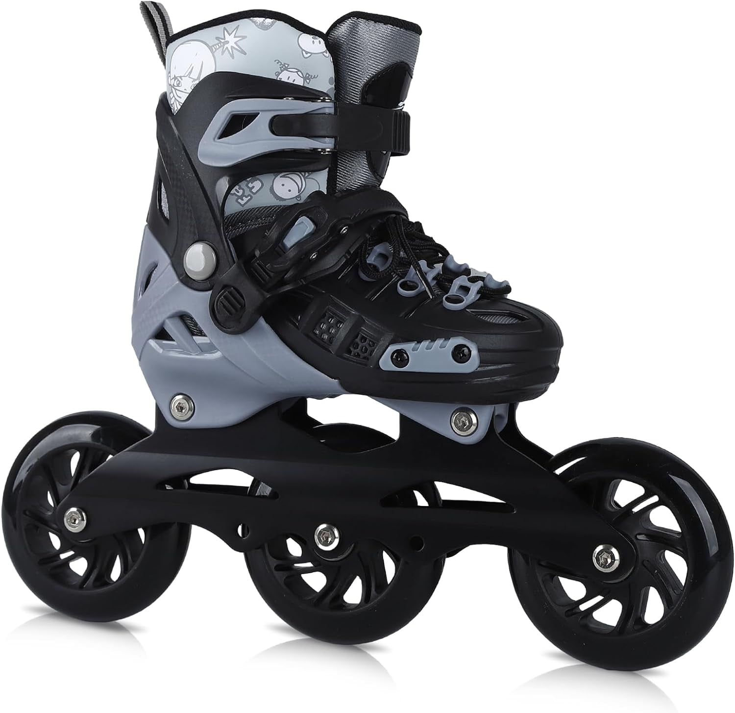 VEZLOPUS Inline Skates, 3 Wheels 100mm 4 Sizes Adjustable Inline Speed Skates for Kids, Boys