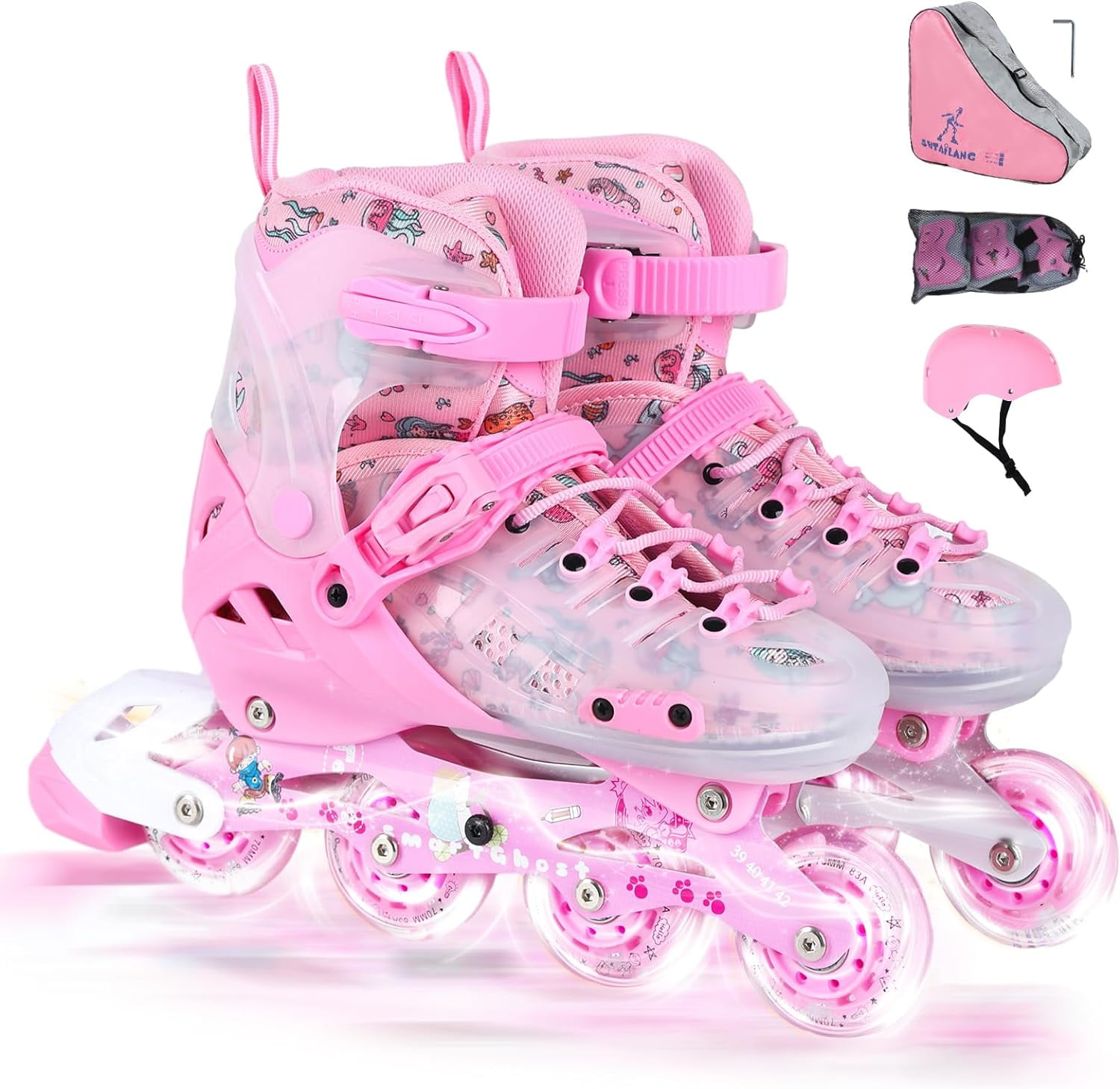 VEZLOPUS Inline Skates, Adjustable Children Inline Skates with Light up ...