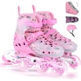 thumbnail image 1 of VEZLOPUS Inline Skates, Adjustable Children Inline Skates with Light up Wheels for Kids, Girls, Boys, Teens, Beginner & Advance | with Protective Gears and Carry Bag (Pink), 1 of 6