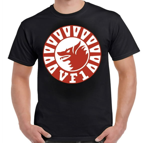 VF-1 Wolfpack Logo Black Adult Shirt-Small