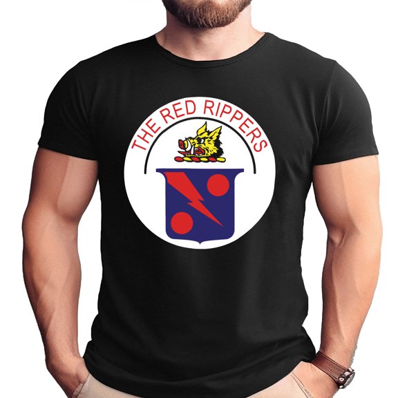 VF-11 Red Rippers Patch Black Adult T-Shirt-XL
