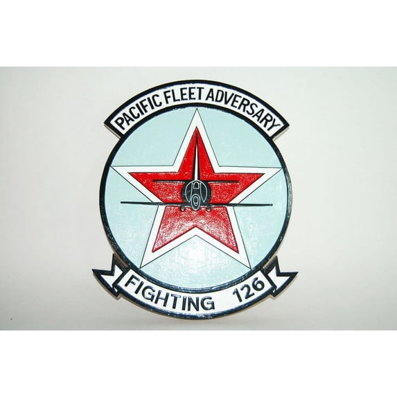 VF-126 Pacific Fleet Adversary Plaque, 14", Mahogany, Navy