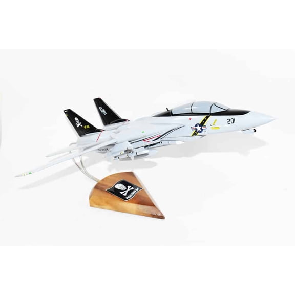 VF-84 Jolly Rogers F-14 Tomcat Model, 1/42 (18") Scale, Mahogany, Navy, Fighter