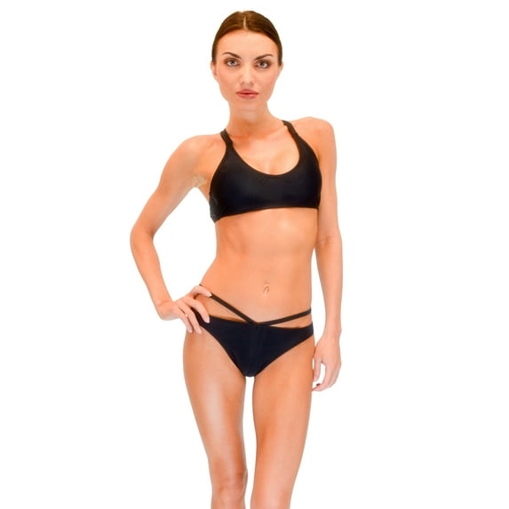 VF-Sport - Bikini, SportsBra Top and String Bottom, Two Piece Set (Black, XS)