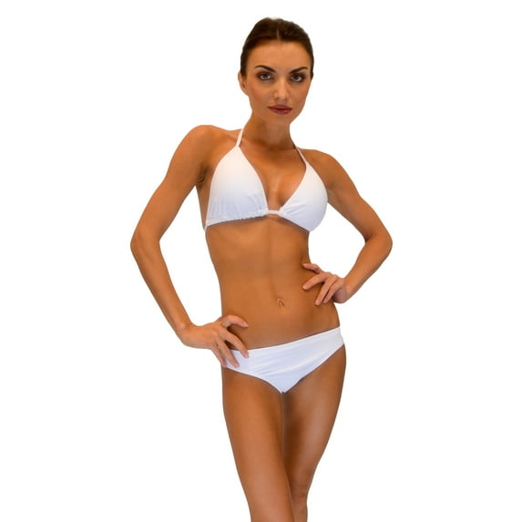 VF-Sport - Bikini, Triangle Top and Surf Bottom, Two Piece Set (White, Small)