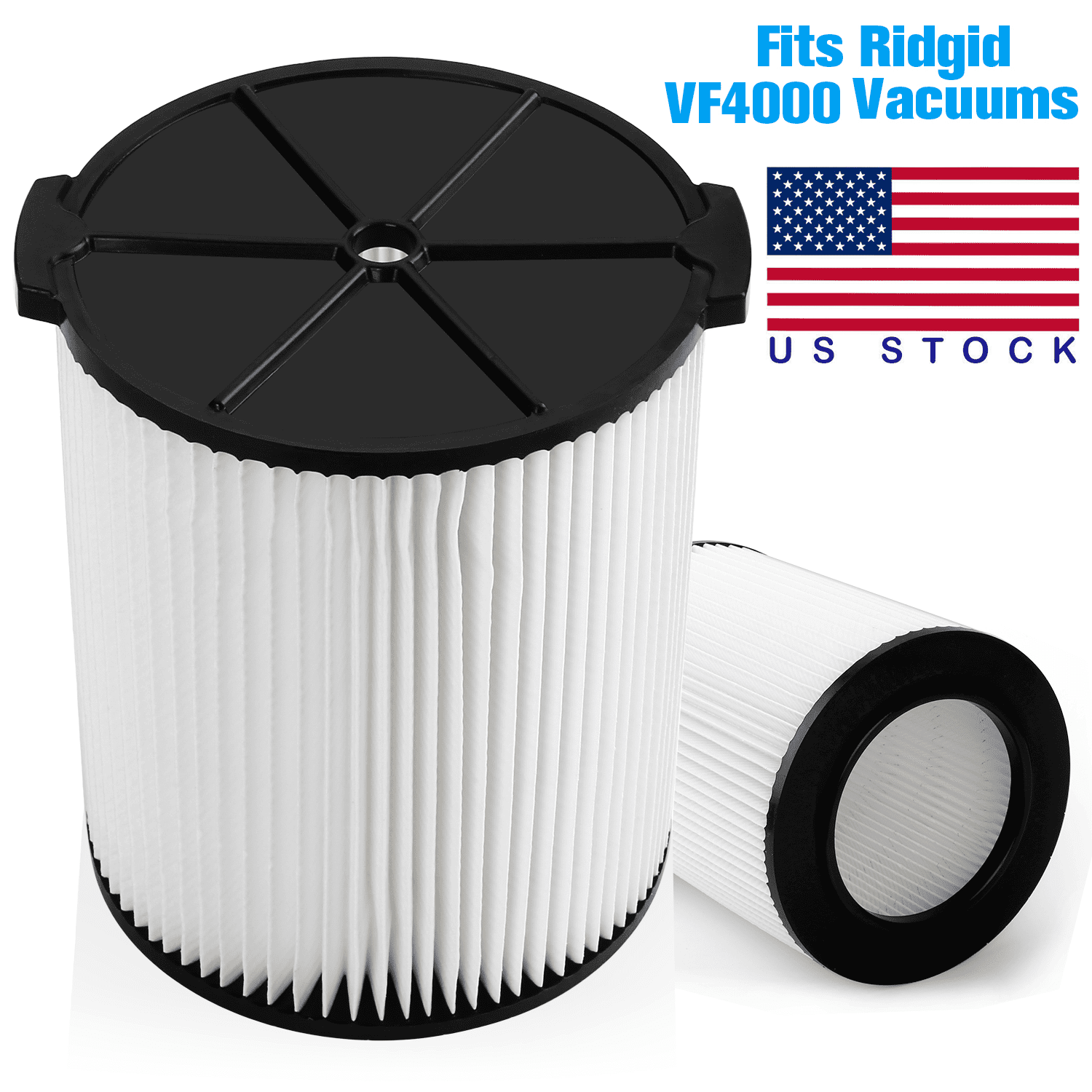 VF4000 Replacement for RIDGID Washable Wet/Dry Vacuum Garage Shop Vac Pleated Filter White