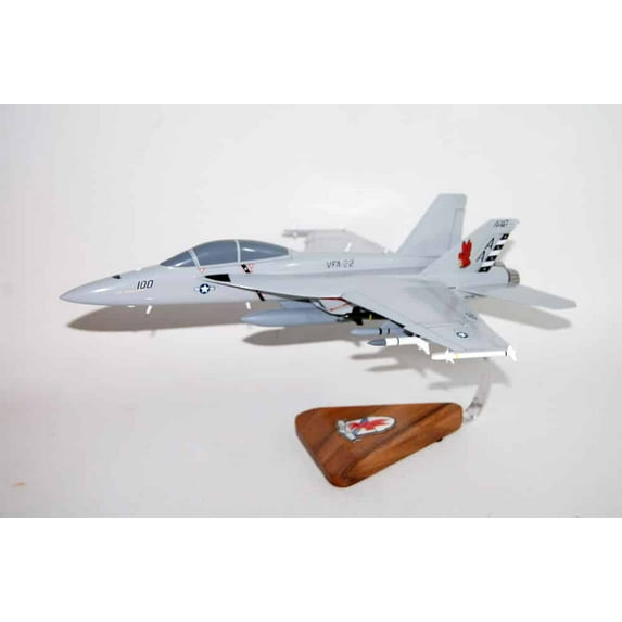 VFA-22 Fighting Redcocks F/A-18F Model, Navy, 1/40th (18") Scale, Mahogany, Fighter/Attack