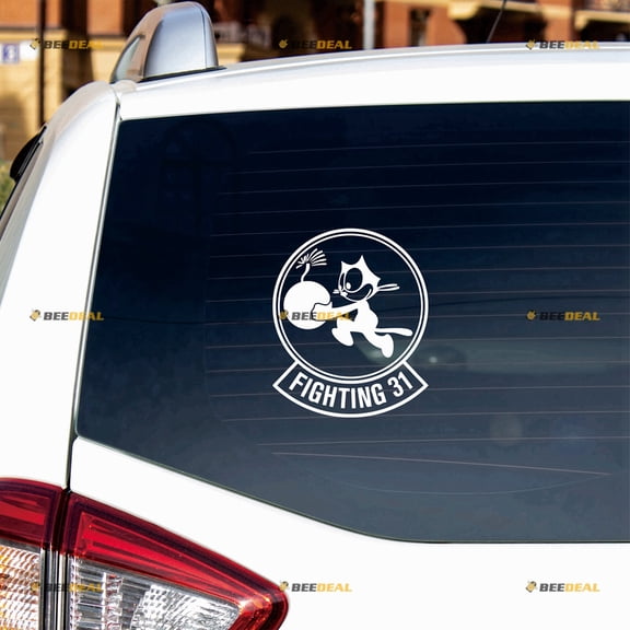 VFA-31 Or Strike Fighter Squadron 31 Tomcatters Felix Sticker Decal Vinyl - 2 Pack White 4" - For Car Boat Laptop Cup No Background Die-cut