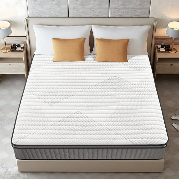 VFD 10" King Hybrid Mattress in a Box, Gel Memory Foam with Individually Wrapped Pocket Coils, Medium Firm, Pressure Relief, Cooling Sleep Support