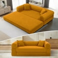thumbnail image 1 of VFD 3-Seat Convertible Sleeper Sofa Bed with 2 Pillows, Deep Seats Teddy Sofa Corduroy Folding Mattress Couch, No Assembly Required Floor Sofa Lounge Boneless Couch for Living Room Bedroom, Yellow, 1 of 9