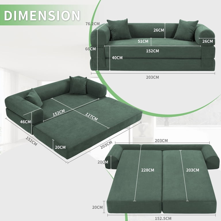 VFD Compression Sofa 3 Seats Convertible Floor Sofa Bed - Walmart.com