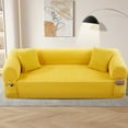 thumbnail image 1 of VFD Floor Couch - 3 Seats Compression Sofa with Pillows Hybrid Sofa Pocketed Spring, Yellow, 1 of 11