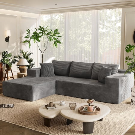 VFD Modular Sectional Couch in a Box 103" L Shaped Boneless Cloud Couch with Deep Seat, Convertible Sofa Bed for Living Room Bedroom Apartments Dorms, No Assembly Required, Green, Left Facing Chaise