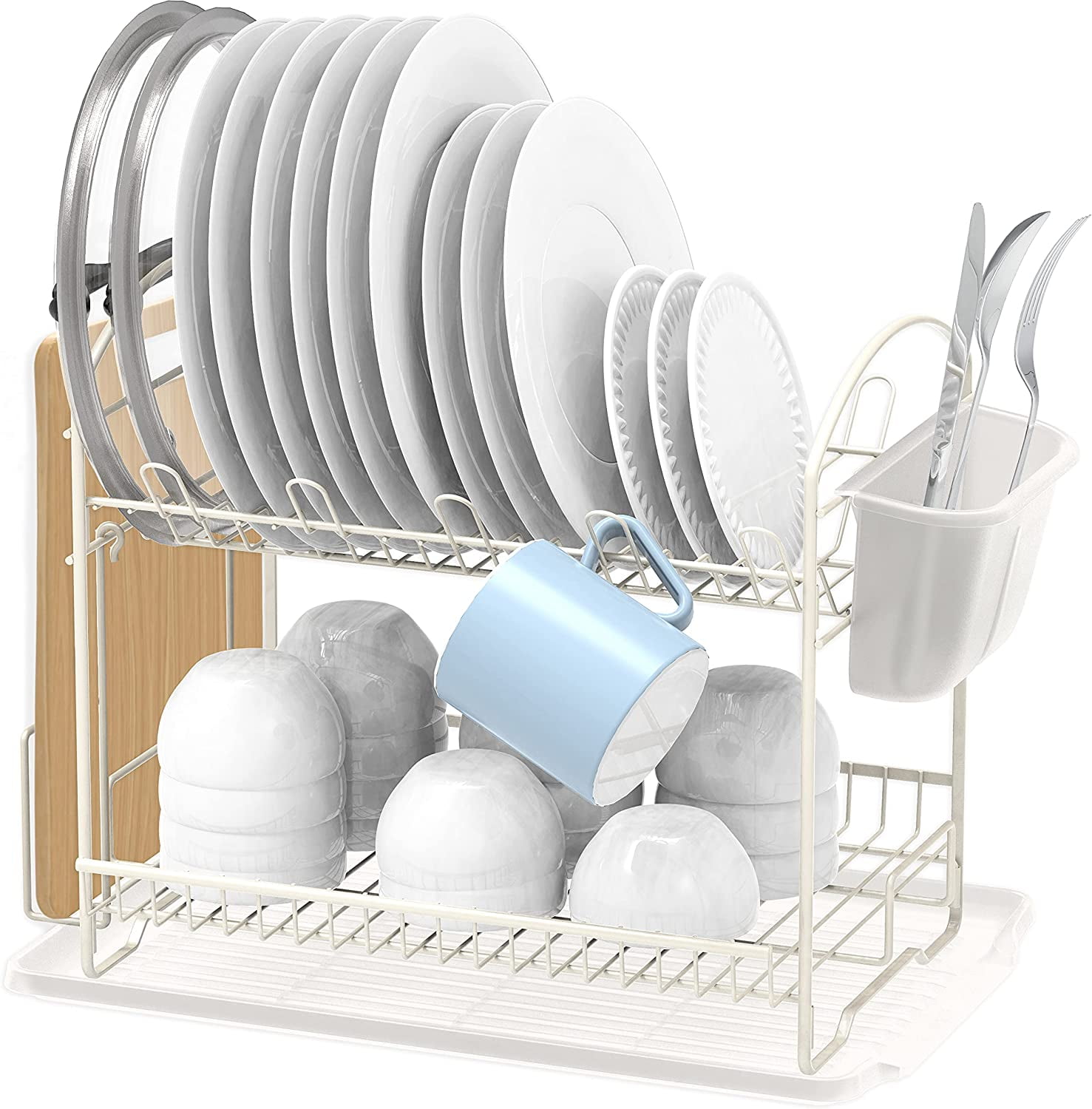 VFDTBUHN 2-Tier Dish Rack with Drainboard White - Walmart.com