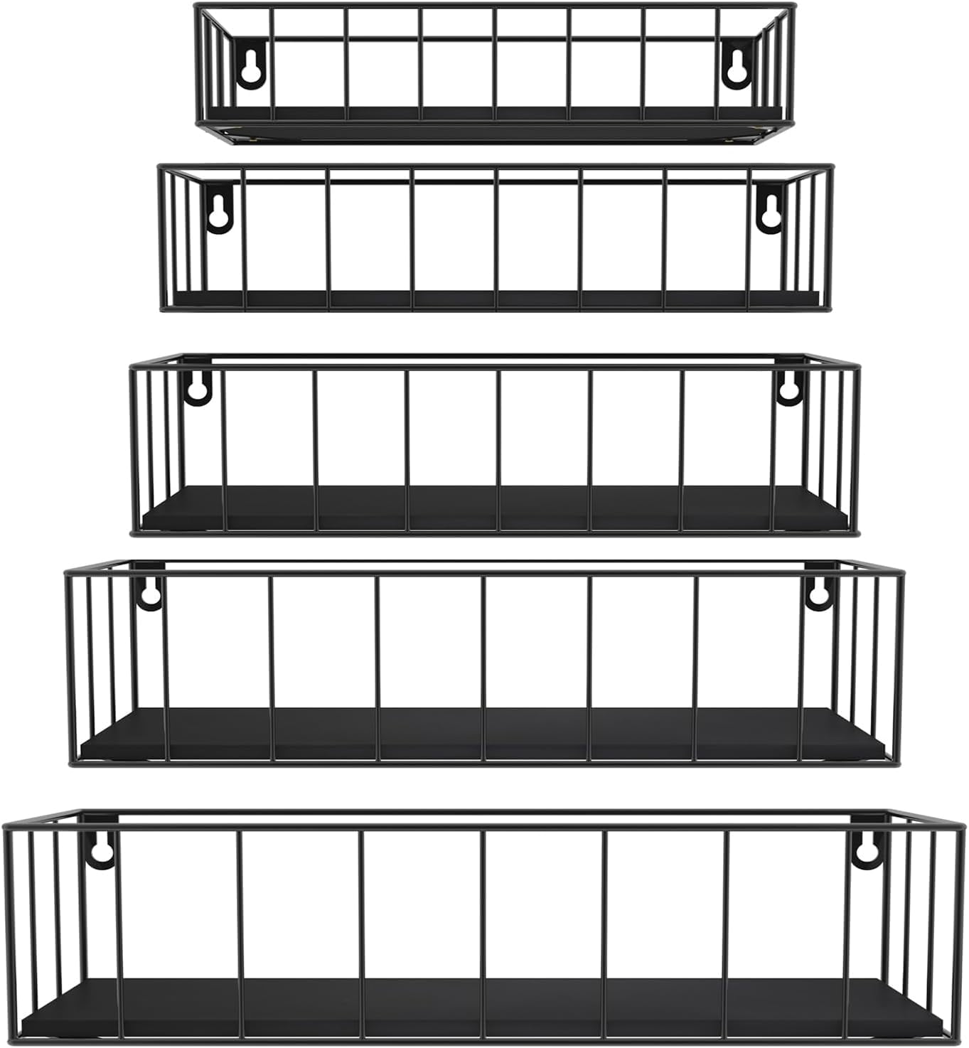 Floating Shelf With Railing VFDTBUHN Black Floating Shelves Wall Mounted Hanging Wall Shelf with ...