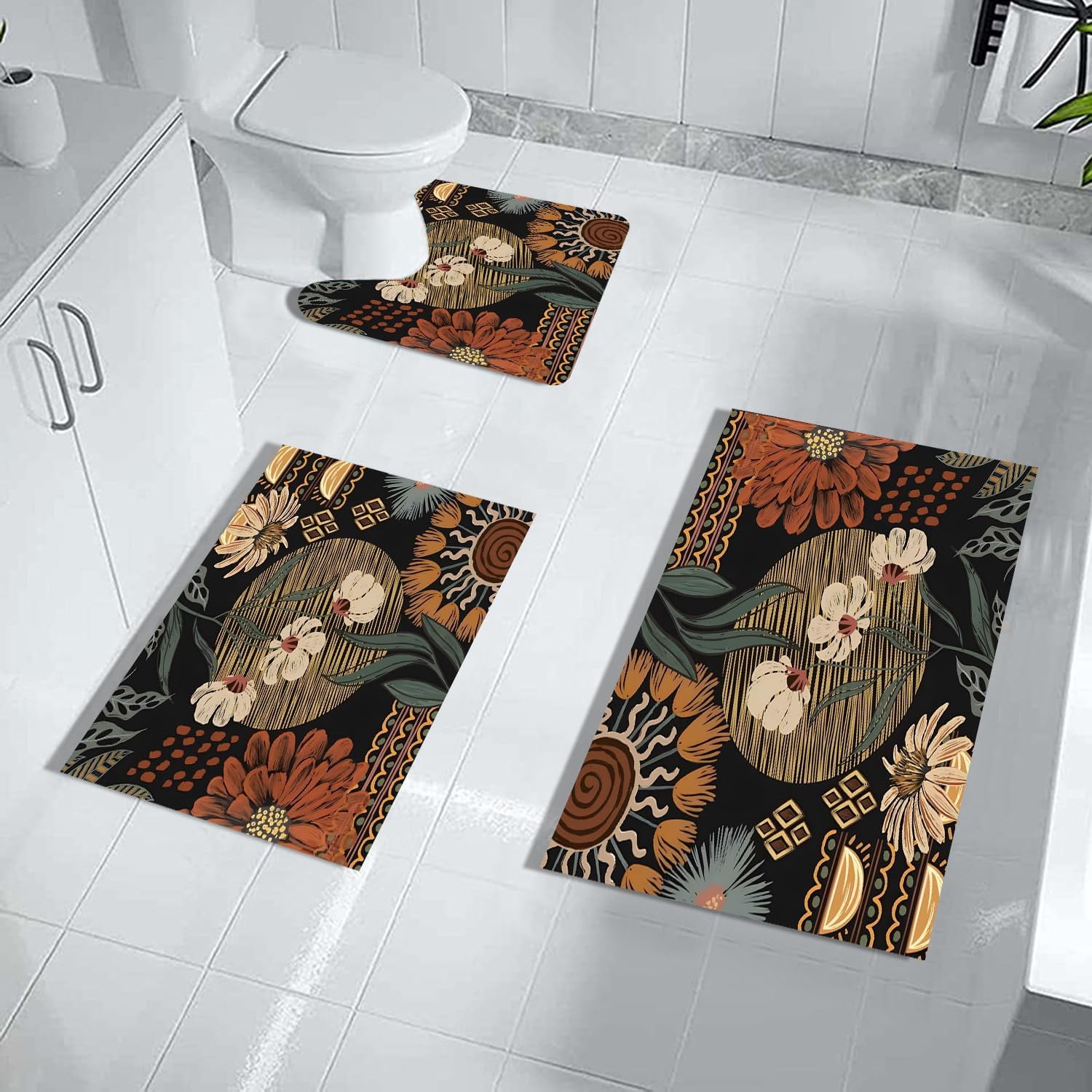 VFDTBUHN KFHDMCV Black and Gold Rug for Bathroom Decor Black and Gold ...