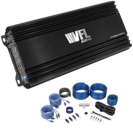 VFL Hybrid 250.4 1000 Watt 4-Channel Car Amp 150w RMS x 4 @ 2 ohm+Amp Kit