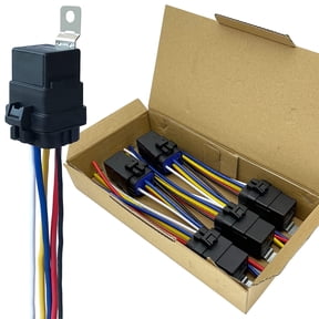 VFM 5 Pack 40/30 AMP 12V DC Waterproof Relay Kit with Heavy-Duty Pigtail, 5-PIN SPDT Automotive Relay