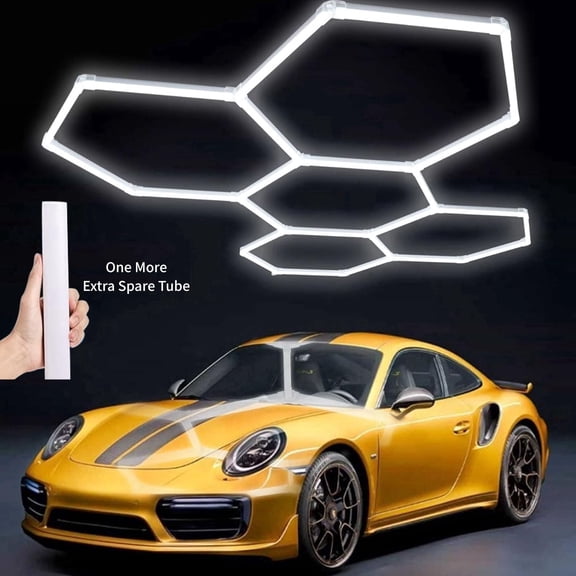 VFM Hexagon LED Garage Light: 25-Pack Updated Bigger Size, 23000LM Super Bright Car Detailing Ceiling LED Shop Light for Warehouse Workshop Gym Basement Car Care Wash Room