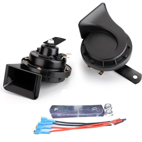 VFM Horns Auto Horn 12V Car Horn Loud Dual-Tone Waterproof Electric Snail Horns Kit Universal for Any 12V Vehicles
