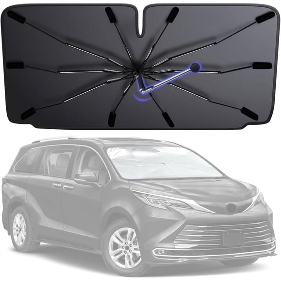 VFM Windshield Sun Shade Umbrella, Foldable Car Sunshade for Trucks & SUVs with UV Protection, Heat Insulation & Automotive Interior Sun Protection for Outdoor Parking Camping